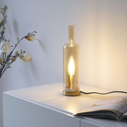 JUST LIGHT. 14006-27 - Настолна лампа BOTTLE 1xE14/25W/230V бежова/опушена