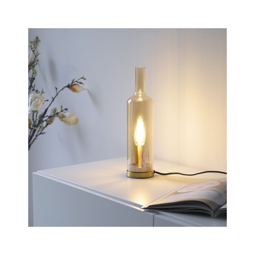 JUST LIGHT. 14006-27 - Настолна лампа BOTTLE 1xE14/25W/230V бежова/опушена
