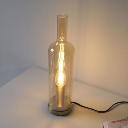 JUST LIGHT. 14006-27 - Настолна лампа BOTTLE 1xE14/25W/230V бежова/опушена
