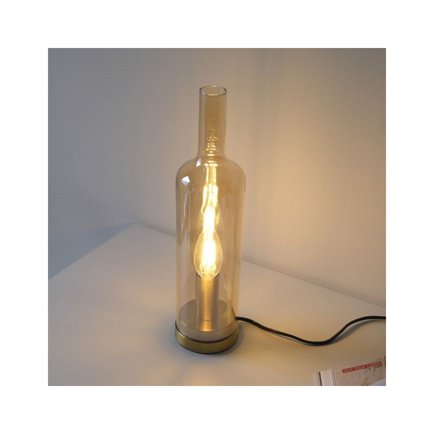 JUST LIGHT. 14006-27 - Настолна лампа BOTTLE 1xE14/25W/230V бежова/опушена