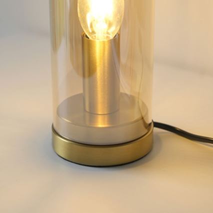 JUST LIGHT. 14006-27 - Настолна лампа BOTTLE 1xE14/25W/230V бежова/опушена