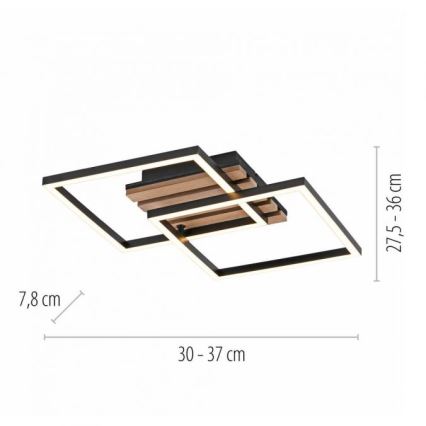 JUST LIGHT. 14053-79 - LED таванно осветително тяло AKUSTIKA LED/15W/230V дъб/черно