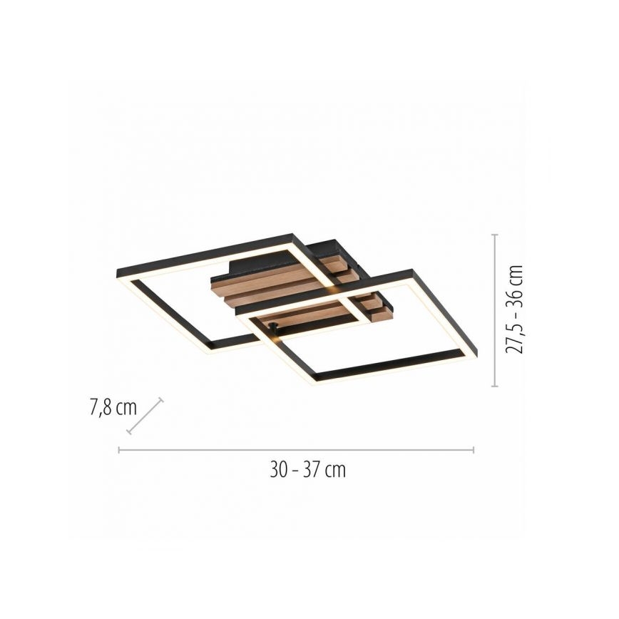 JUST LIGHT. 14053-79 - LED таванно осветително тяло AKUSTIKA LED/15W/230V дъб/черно