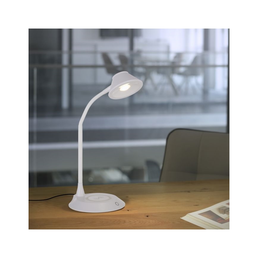 JUST LIGHT. 14414-16 - LED Димируема гъвкава сензорна настолна лампа с безжично зареждане PUCKI LED/4,5W/230V бяла