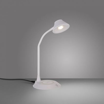 JUST LIGHT. 14414-16 - LED Димируема гъвкава сензорна настолна лампа с безжично зареждане PUCKI LED/4,5W/230V бяла