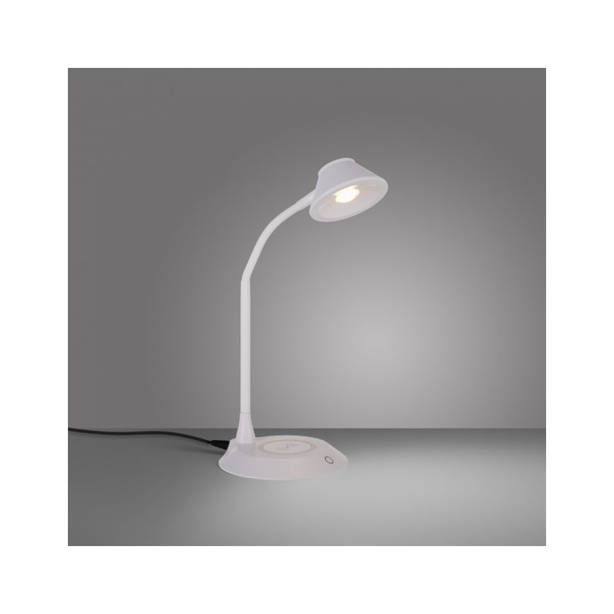 JUST LIGHT. 14414-16 - LED Димируема гъвкава сензорна настолна лампа с безжично зареждане PUCKI LED/4,5W/230V бяла