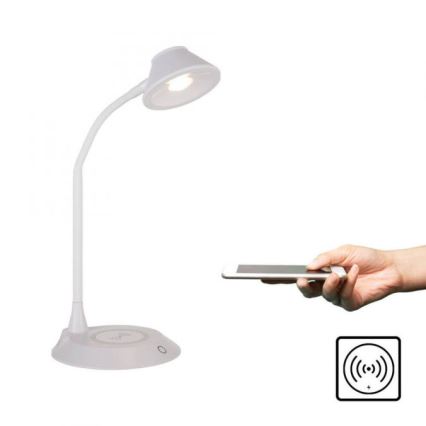 JUST LIGHT. 14414-16 - LED Димируема гъвкава сензорна настолна лампа с безжично зареждане PUCKI LED/4,5W/230V бяла