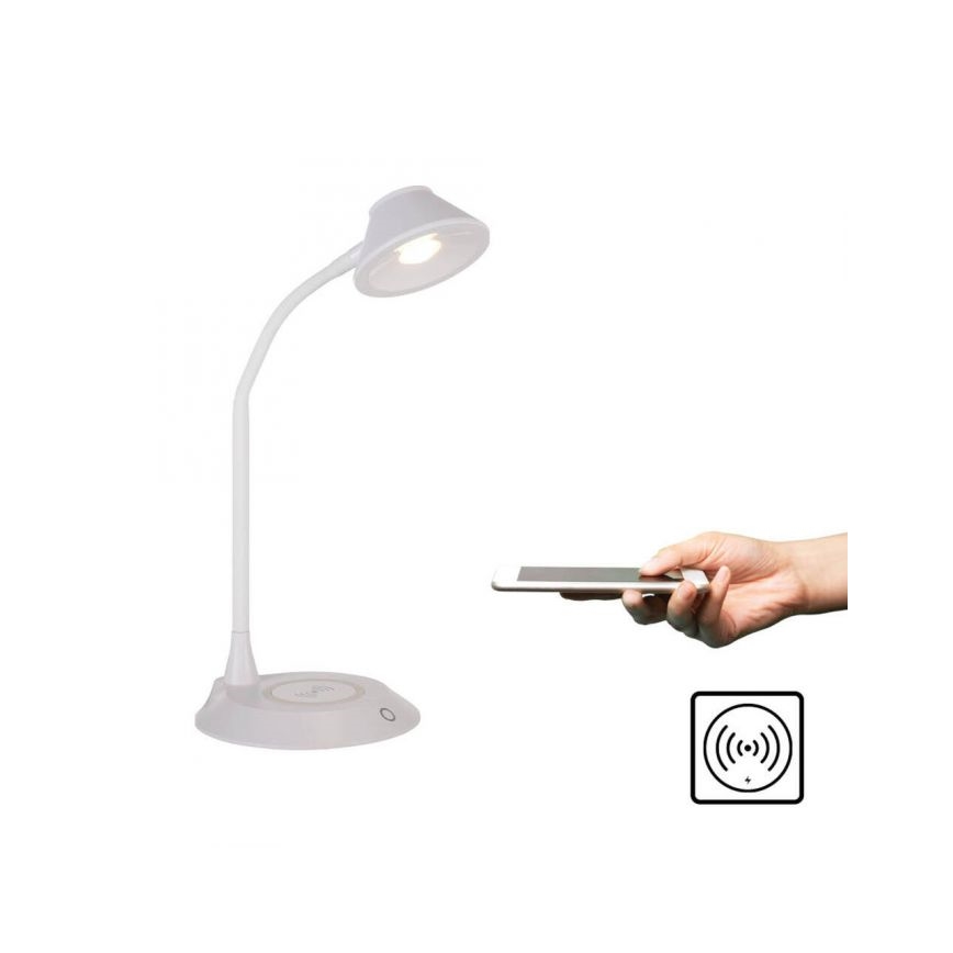 JUST LIGHT. 14414-16 - LED Димируема гъвкава сензорна настолна лампа с безжично зареждане PUCKI LED/4,5W/230V бяла