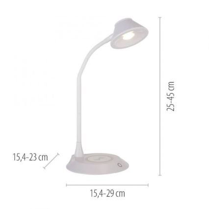 JUST LIGHT. 14414-16 - LED Димируема гъвкава сензорна настолна лампа с безжично зареждане PUCKI LED/4,5W/230V бяла