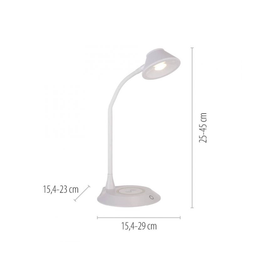 JUST LIGHT. 14414-16 - LED Димируема гъвкава сензорна настолна лампа с безжично зареждане PUCKI LED/4,5W/230V бяла