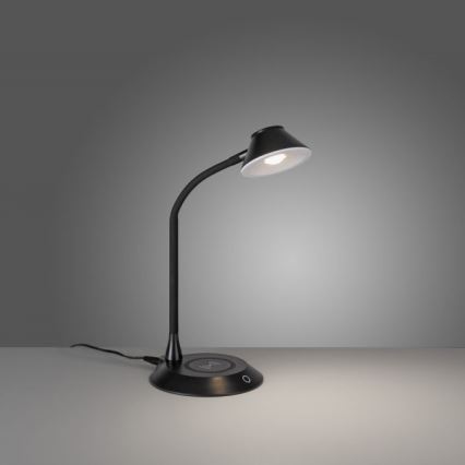 JUST LIGHT. 14414-18 - LED Димируема гъвкава сензорна настолна лампа с безжично зареждане PUCKI LED/4,5W/230V черна