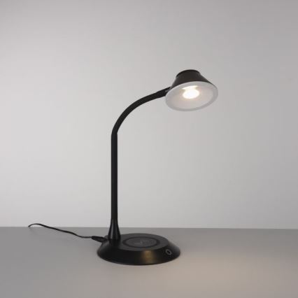 JUST LIGHT. 14414-18 - LED Димируема гъвкава сензорна настолна лампа с безжично зареждане PUCKI LED/4,5W/230V черна