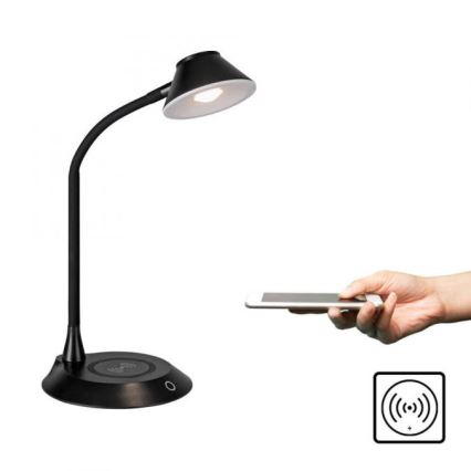 JUST LIGHT. 14414-18 - LED Димируема гъвкава сензорна настолна лампа с безжично зареждане PUCKI LED/4,5W/230V черна