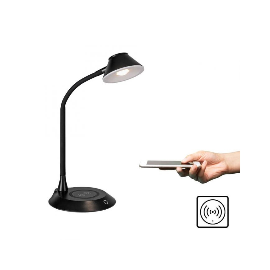 JUST LIGHT. 14414-18 - LED Димируема гъвкава сензорна настолна лампа с безжично зареждане PUCKI LED/4,5W/230V черна