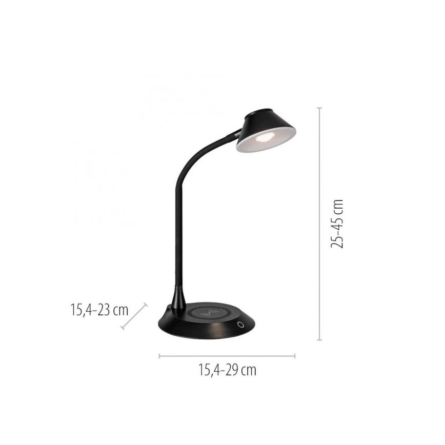 JUST LIGHT. 14414-18 - LED Димируема гъвкава сензорна настолна лампа с безжично зареждане PUCKI LED/4,5W/230V черна