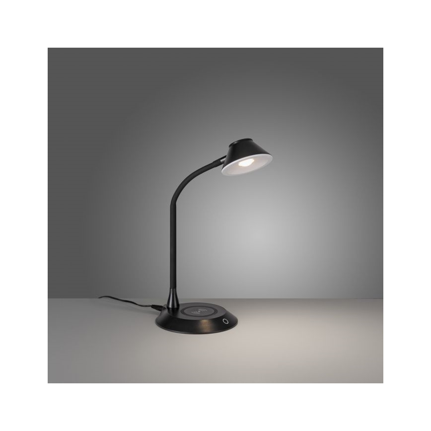 JUST LIGHT. 14414-18 - LED Димируема гъвкава сензорна настолна лампа с безжично зареждане PUCKI LED/4,5W/230V черна