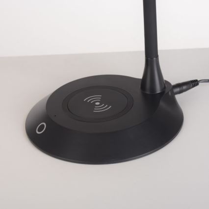 JUST LIGHT. 14414-18 - LED Димируема гъвкава сензорна настолна лампа с безжично зареждане PUCKI LED/4,5W/230V черна