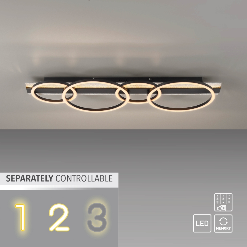 JUST LIGHT. 14426-21 - LED таванно осветително тяло CICHIO LED/37W/230V + LED/9,5W 30x86 cm черно