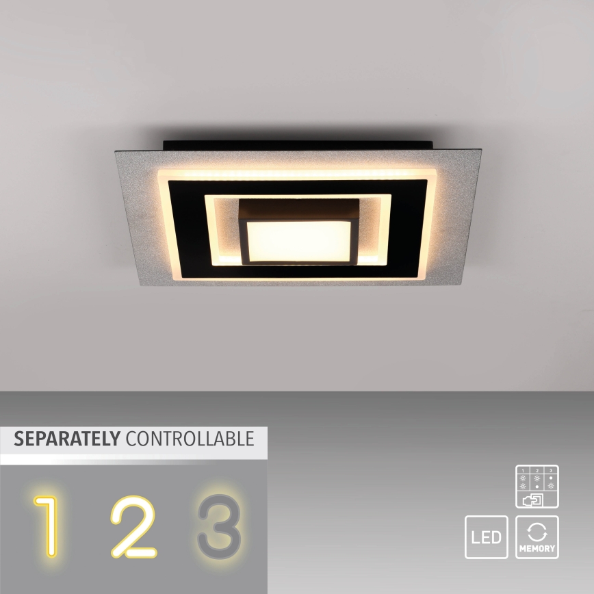 JUST LIGHT. 14439-21 - LED таванно осветително тяло CICHIO LED/18,5W/230V + LED/9W 40x40 см черно