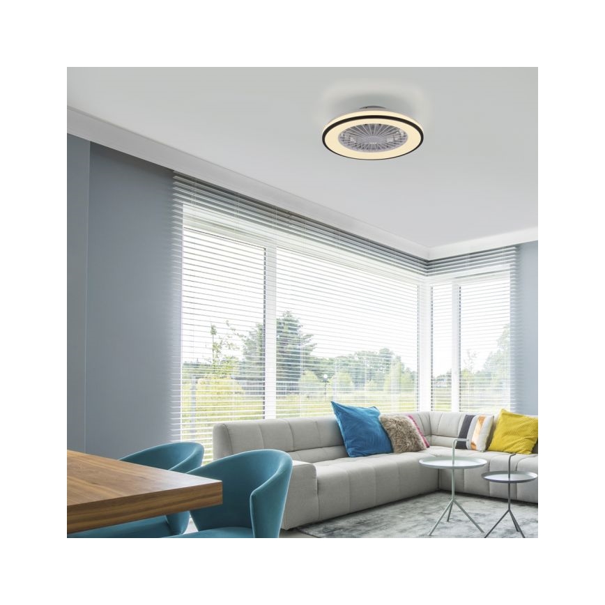 JUST LIGHT. 14447-18 - LED RGBW регулируем таванен вентилатор с осветление LENO LED/44W/230V 3000-6500K Ø 48,6 см бял + дистанционно управление