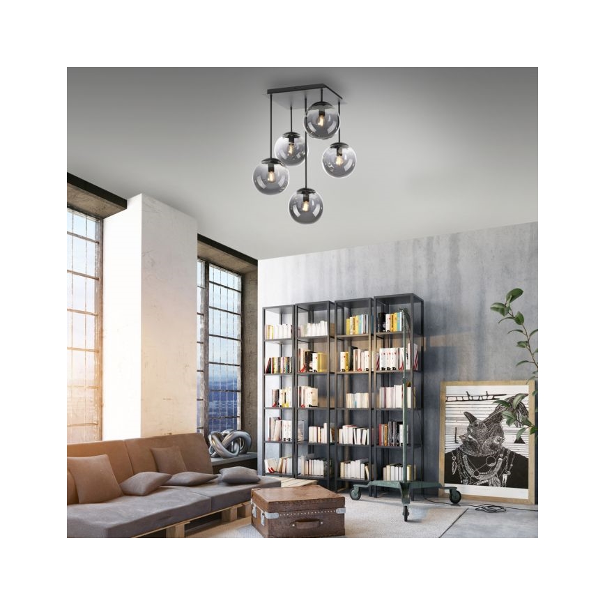 JUST LIGHT. 14602-18 - Висящ полилей WIDOW 5xE14/25W/230V черен