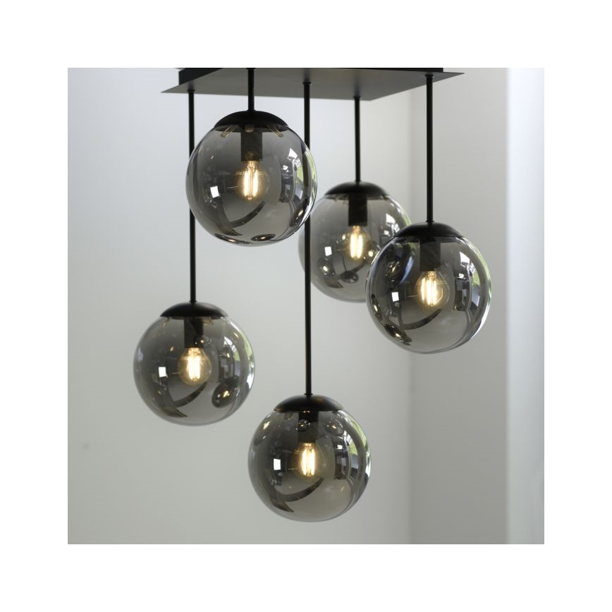 JUST LIGHT. 14602-18 - Висящ полилей WIDOW 5xE14/25W/230V черен