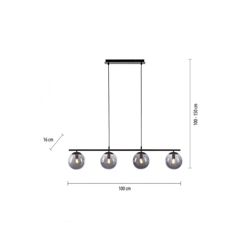JUST LIGHT. 14604-18 - Пендел WIDOW 4xE14/25W/230V черен