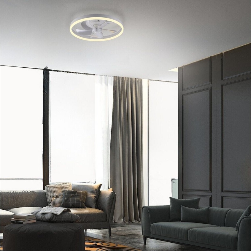 JUST LIGHT. 14624-16 - димируем таванен вентилатор с LED осветление RITA LED/22W/230V 3000-6000K Ø 50 cm бял + дистанционно управление