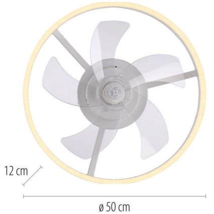 JUST LIGHT. 14624-16 - димируем таванен вентилатор с LED осветление RITA LED/22W/230V 3000-6000K Ø 50 cm бял + дистанционно управление