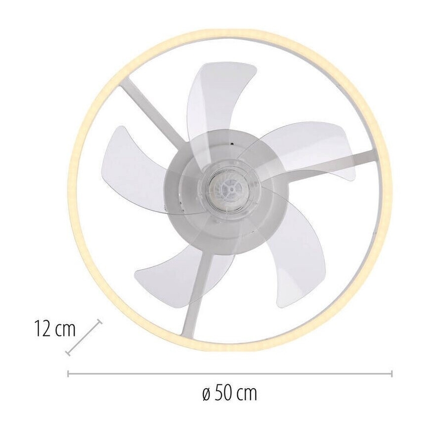 JUST LIGHT. 14624-16 - димируем таванен вентилатор с LED осветление RITA LED/22W/230V 3000-6000K Ø 50 cm бял + дистанционно управление