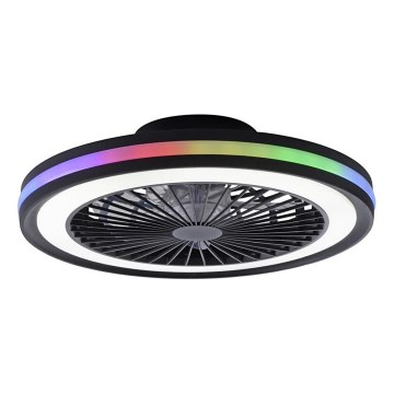 JUST LIGHT. 14649-18 - LED RGBW регулируем таванен вентилатор с осветление BRANDON LED/36W/230V 2700-5000K диаметър 46,5 см черен + дистанционно управление