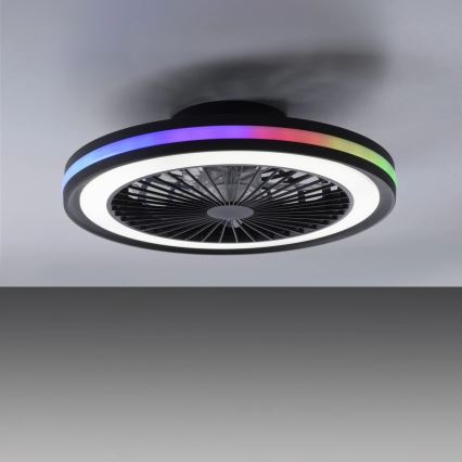 JUST LIGHT. 14649-18 - LED RGBW регулируем таванен вентилатор с осветление BRANDON LED/36W/230V 2700-5000K диаметър 46,5 см черен + дистанционно управление