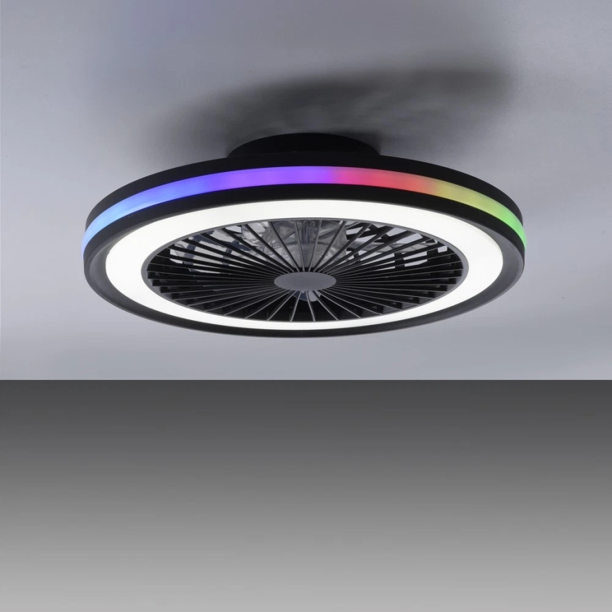 JUST LIGHT. 14649-18 - LED RGBW регулируем таванен вентилатор с осветление BRANDON LED/36W/230V 2700-5000K диаметър 46,5 см черен + дистанционно управление