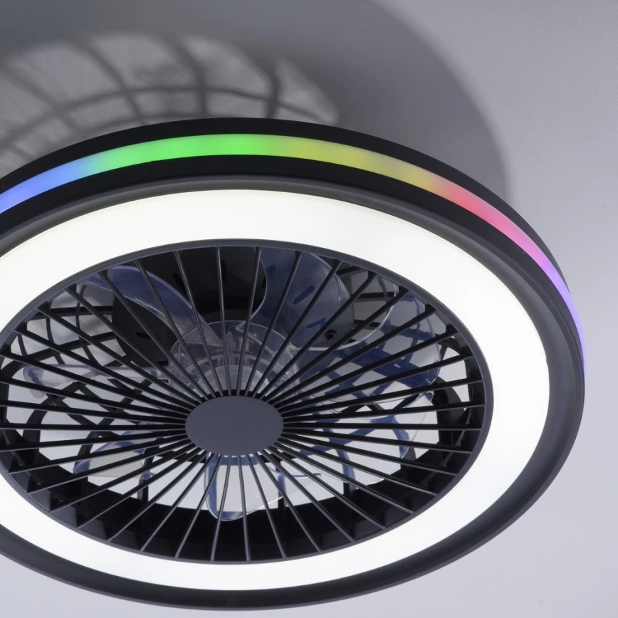 JUST LIGHT. 14649-18 - LED RGBW регулируем таванен вентилатор с осветление BRANDON LED/36W/230V 2700-5000K диаметър 46,5 см черен + дистанционно управление