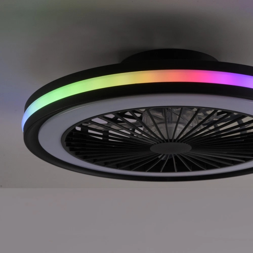 JUST LIGHT. 14649-18 - LED RGBW регулируем таванен вентилатор с осветление BRANDON LED/36W/230V 2700-5000K диаметър 46,5 см черен + дистанционно управление