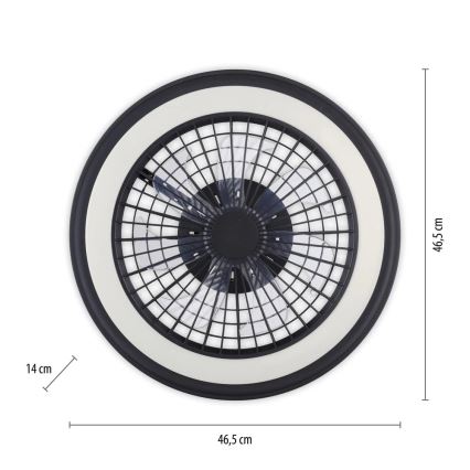 JUST LIGHT. 14649-18 - LED RGBW регулируем таванен вентилатор с осветление BRANDON LED/36W/230V 2700-5000K диаметър 46,5 см черен + дистанционно управление