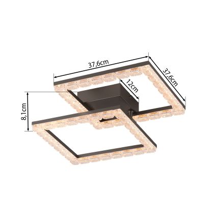 JUST LIGHT. 14732-18 - LED таванно осветително тяло GLITRA LED/17,5W/230V 37,6x37,6 см черно