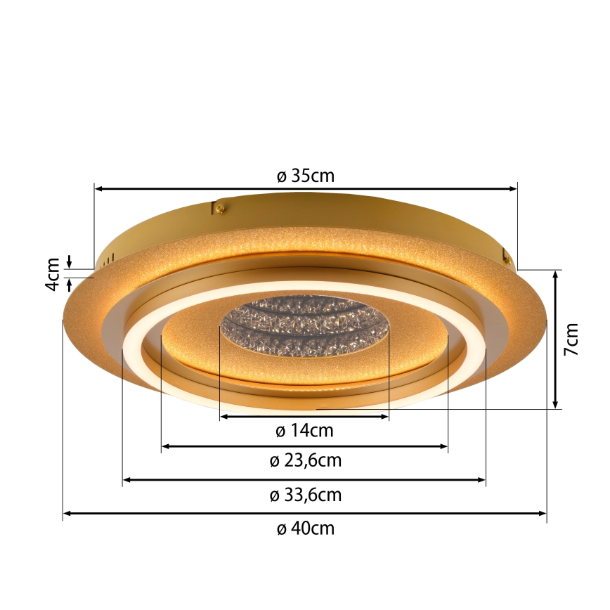 JUST LIGHT. 15089-60 - LED Таванно осветително тяло CICHIO LED/36W/230V Ø 40 см златисто