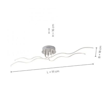 JUST LIGHT. 15126-55 - LED Полилей за повърхностен монтаж WAVE LED/29,4W/230V матов хром