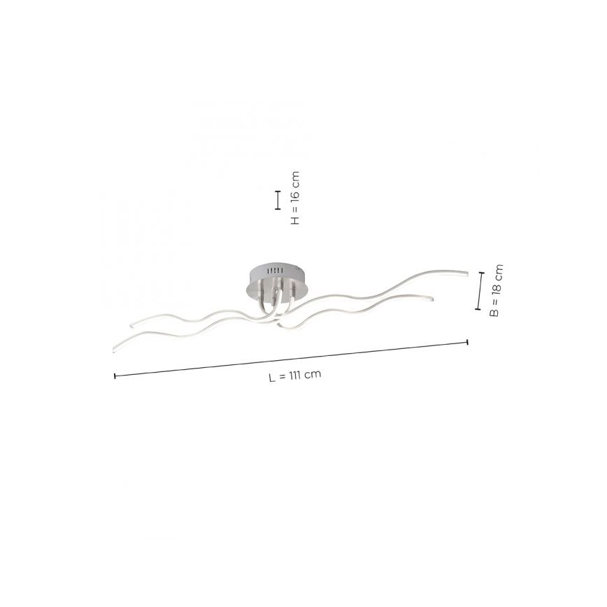 JUST LIGHT. 15126-55 - LED Полилей за повърхностен монтаж WAVE LED/29,4W/230V матов хром
