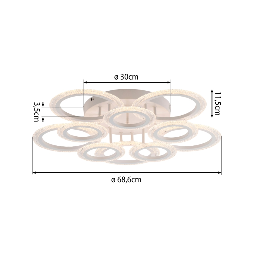 JUST LIGHT. 15268-16 - LED таванно осветително тяло CRYSTALLO LED/48,5W/230V Ø 68,6 см бяло
