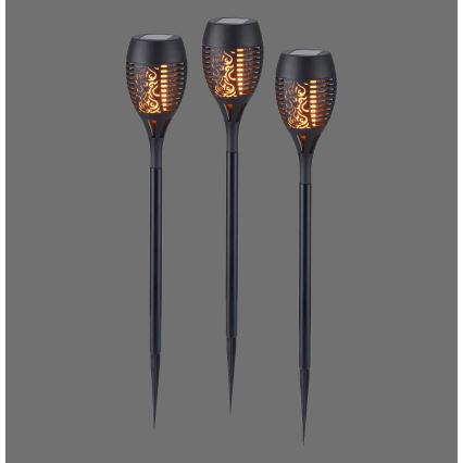 JUST LIGHT. 19106-18-3 - Комплект от 3 бр. LED соларни лампи FACKEL LED/0,24W/1,2V 200 mAh IP44 черен