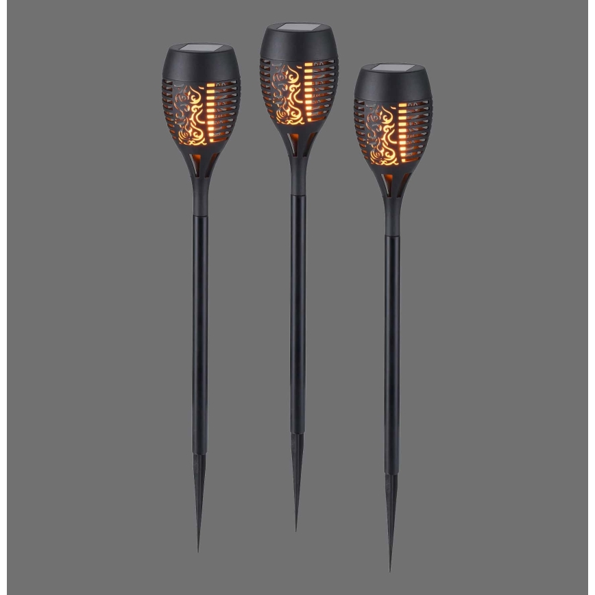 JUST LIGHT. 19106-18-3 - Комплект от 3 бр. LED соларни лампи FACKEL LED/0,24W/1,2V 200 mAh IP44 черен