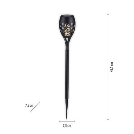 JUST LIGHT. 19106-18-3 - Комплект от 3 бр. LED соларни лампи FACKEL LED/0,24W/1,2V 200 mAh IP44 черен