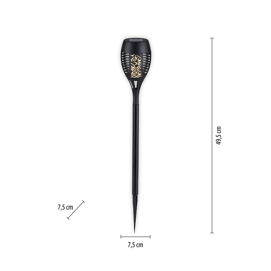 JUST LIGHT. 19106-18-3 - Комплект от 3 бр. LED соларни лампи FACKEL LED/0,24W/1,2V 200 mAh IP44 черен