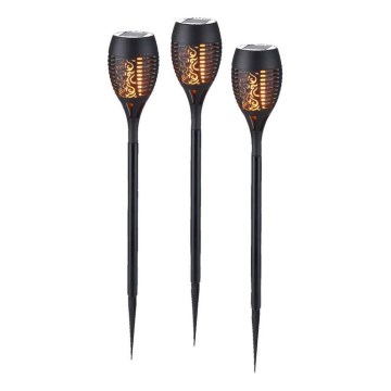 JUST LIGHT. 19106-18-3 - Комплект от 3 бр. LED соларни лампи FACKEL LED/0,24W/1,2V 200 mAh IP44 черен