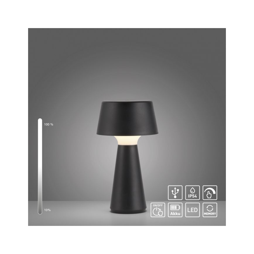 JUST LIGHT. 19260-18 - LED Димируем докосване екстериорен лампа ABERA LED/3W/3,7V 2000 mAh USB IP54 черен