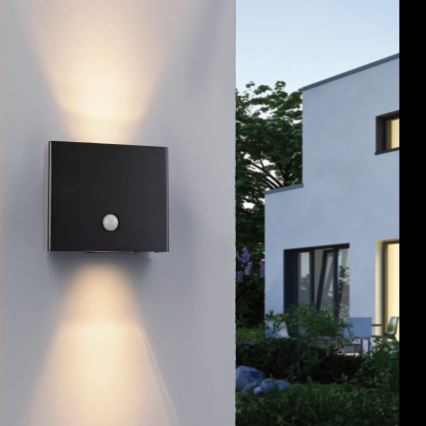 JUST LIGHT. 19471-18 - LED Екстериорен аплик със сензор AMIN 2xLED/1,25W/3,7V 4400mAh IP44 черен