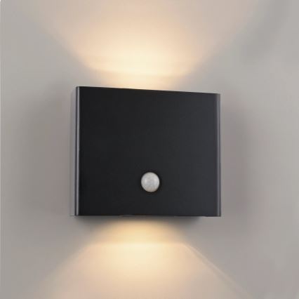 JUST LIGHT. 19471-18 - LED Екстериорен аплик със сензор AMIN 2xLED/1,25W/3,7V 4400mAh IP44 черен