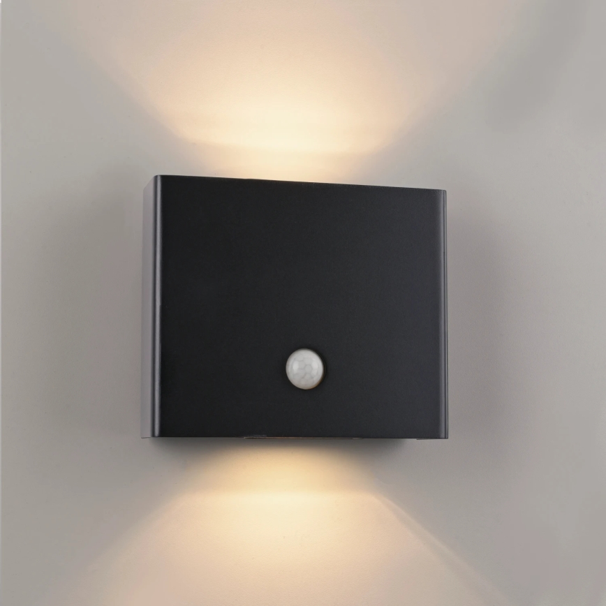JUST LIGHT. 19471-18 - LED Екстериорен аплик със сензор AMIN 2xLED/1,25W/3,7V 4400mAh IP44 черен